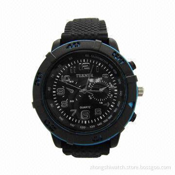 Silicone Watch, Made of Alloy Case Material, Japan Quartz Movement, Big Men Style